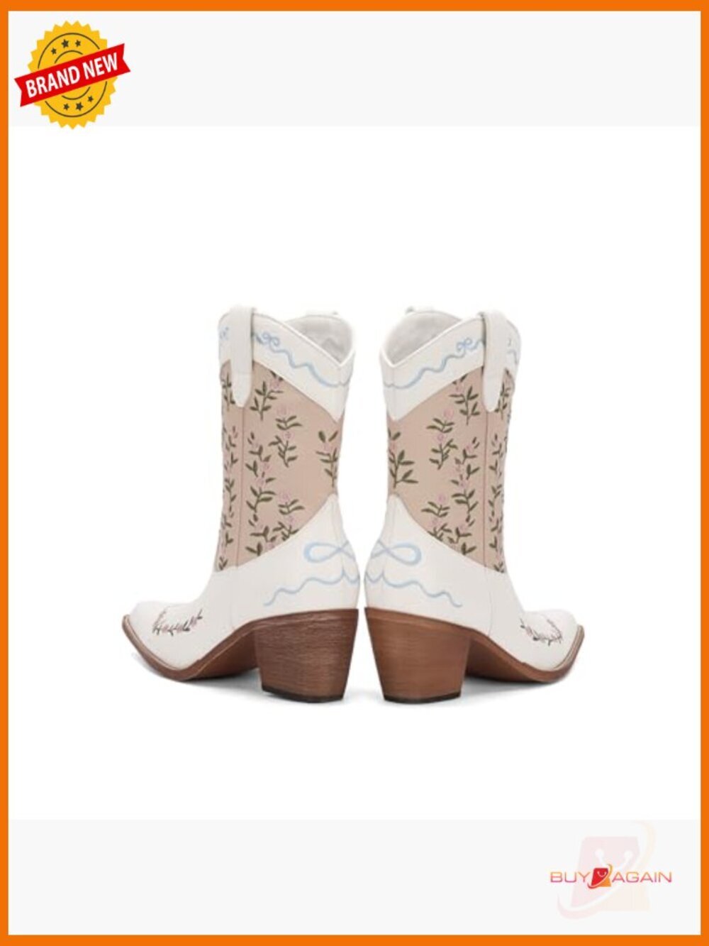 Western Cowgirl Boots Mid-Calf Chunky Heel Square Toe Fashion Country Boots - Picture 5 of 7